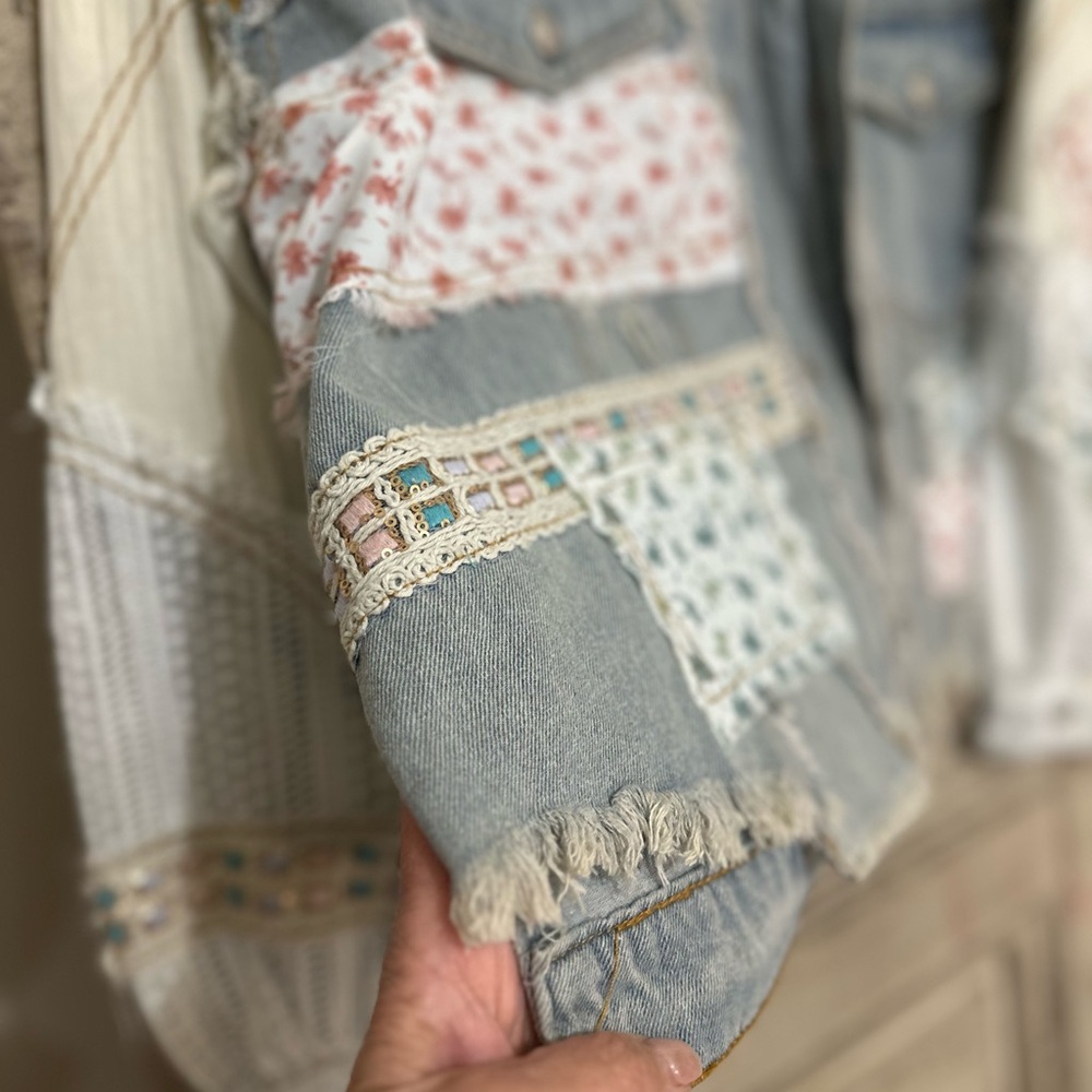 POL patchwork Lace blue Jean jacket. NWT - Picture 14 of 15
